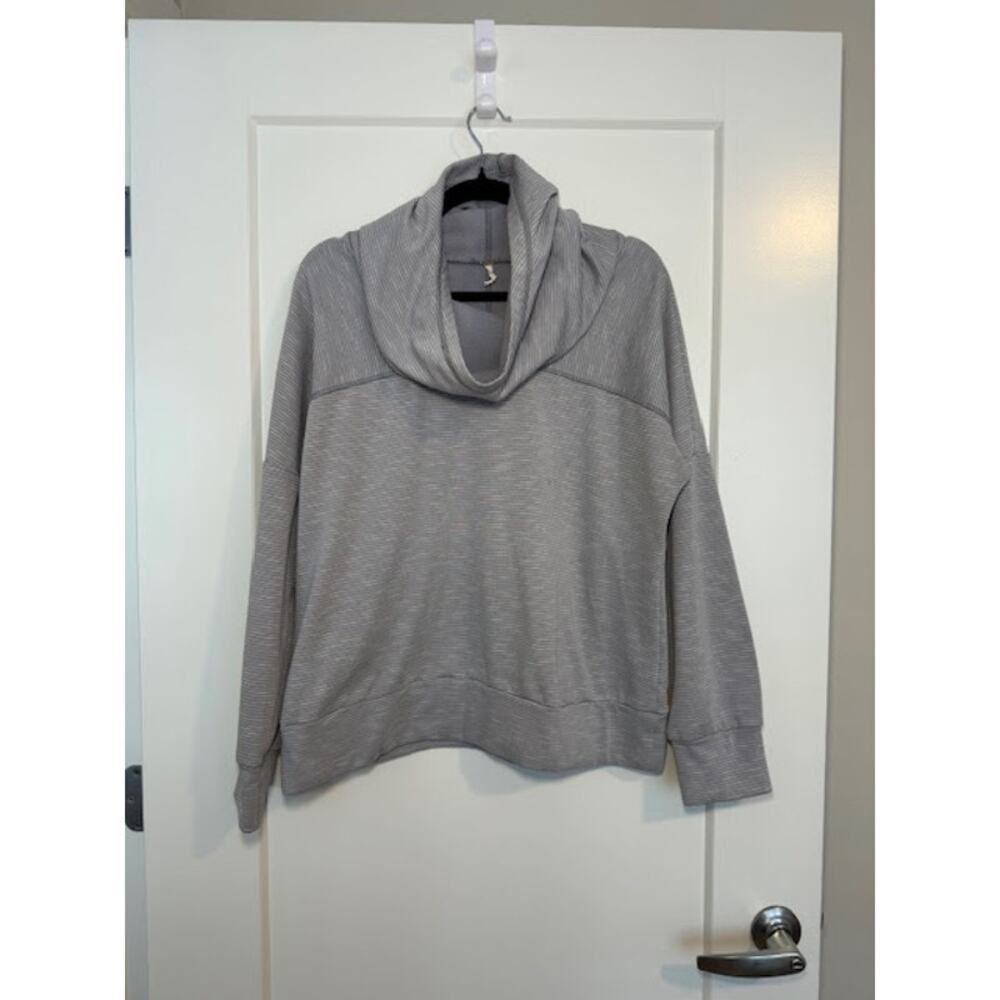 Lucy Women's Large Cowl Neck Hoodie Striped Sweatshirt Gorpcore